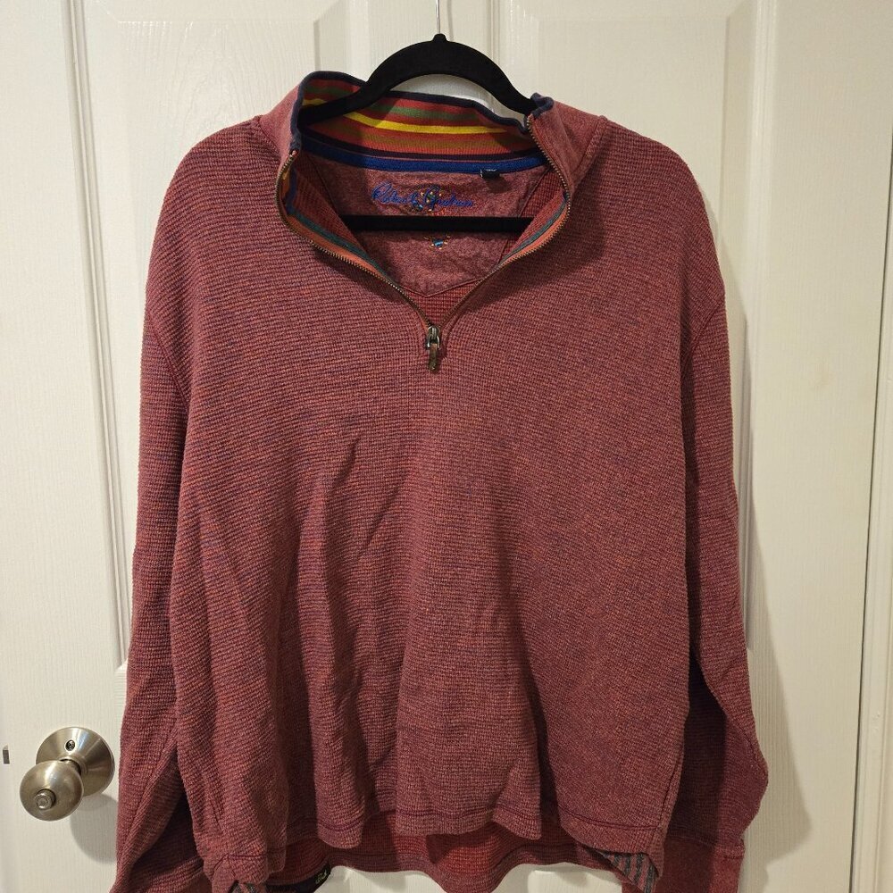 Robert Graham 1/4 Zip Pullover Sweatshirt Maroon 2XL